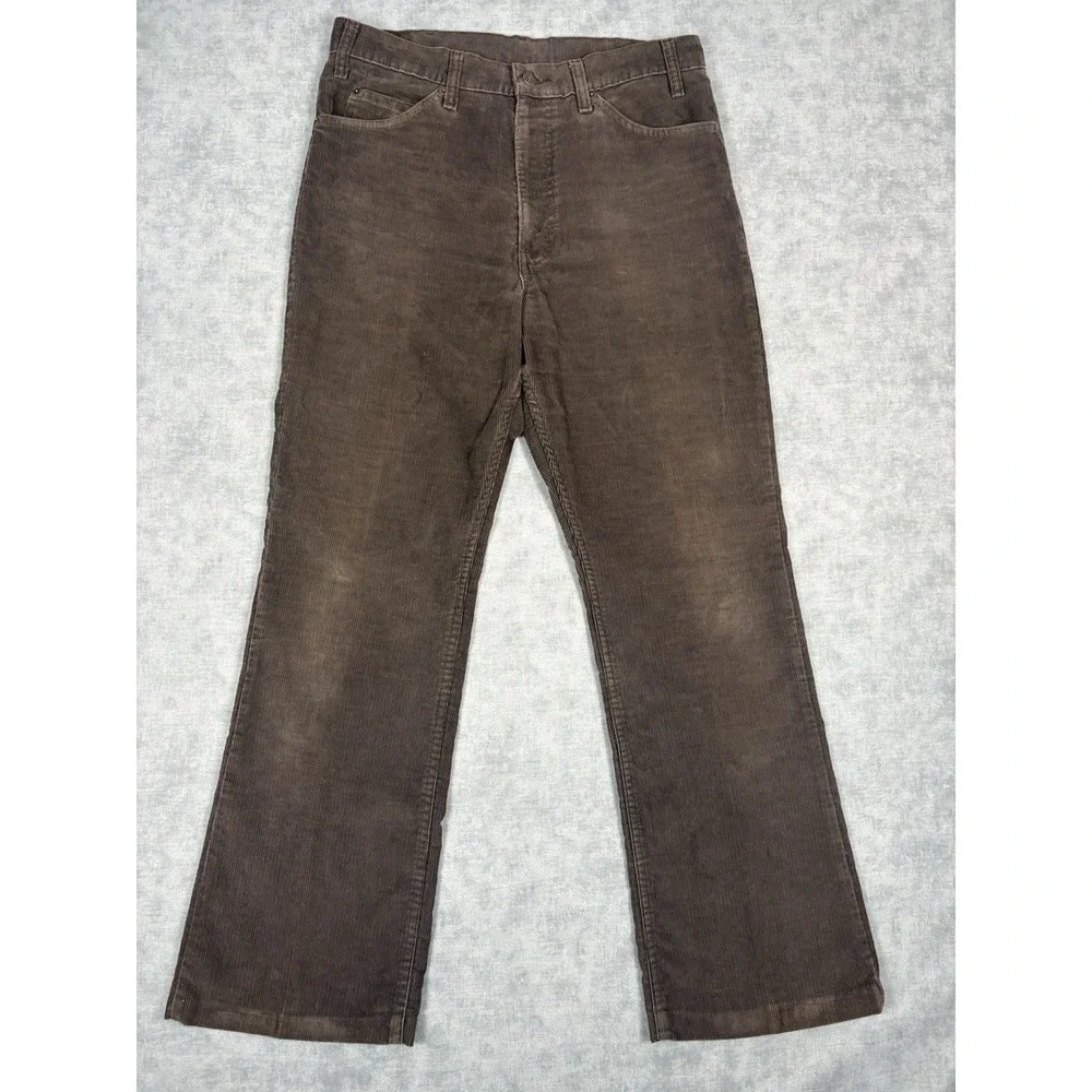 Vintage 80s Levis 517 Corduroy Pants Mens 34x32 Brown White Tab USA Bootcut